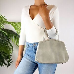 True Vintage 50s 60s Gray Clutch Purse Coquette Preppy Classy Minimalist Handbag
